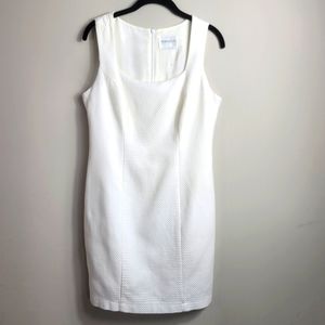 Hugo Buscati Ivory 100% Cotton Pebbled Sleeveless Sheath Mini Dress